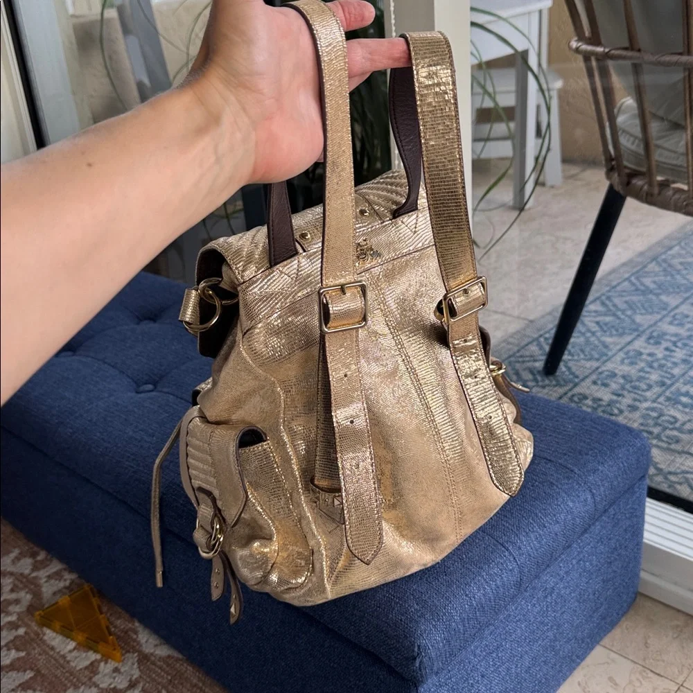 Gold genuine leather Backpack - Picture 6 of 14